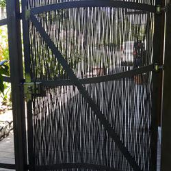 grille, porte, poignée, fer forgé